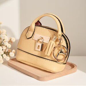 Elegant MUSTARD Leatherette Min Handbag -Zips open